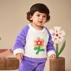 Orange Night Garments Shein Baby Girls Thickened Flannel Pajamas Set Children Coral Fleece Sleepwear Suit Winter