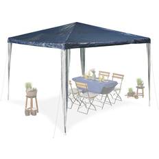 Economico Padiglioni Relaxdays Gazebo HxWxD 2.5x3x3 m Plastic Steel Frame Waterproof Roof Garden Party Tent Marquee Blue/White