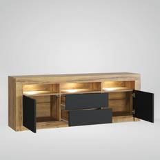 Orange Benches Creative Furniture Modern Oak & Black TV Bench 160x60cm