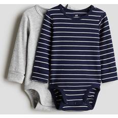H&M Baby 2er-Pack Langarm-Bodys zum Mitwachsen Blau 62 (2-4M)