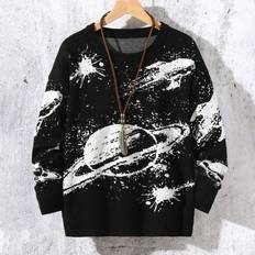 Cheap Knitted Sweaters Children's Clothing Shein Tween Boy Crew Neck Knitted Sweater New AutumnWinter Collection Suitable For Halloween Christmas Cool And Fashionable With Unique Space Cartoon Patte