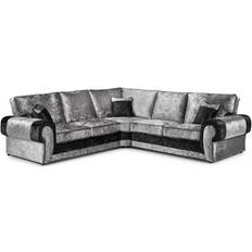 Chelsea Black And Silver Crushed Velvet 5 Corner 2 Corner 2 Rolled Arms Sofa 4 Seater
