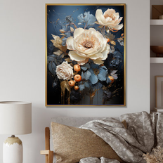 Copper Framed Art Winston Porter Harmony Mystique Lotus II On Canvas Print 32.0 H x 16.0 W x 1.0 D in Gold Floater Framed Art