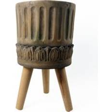 Large Planters Plant Pots Zandi Roman Fibreglass Composite 40 cm x 21.5 cm - Dark Brown
