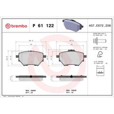 Bromsbelägg Bromsfriktion Brembo P 61 122 Bromsbeläggsats Peugeot 3008 II SUV 2008 II 308 SW 2