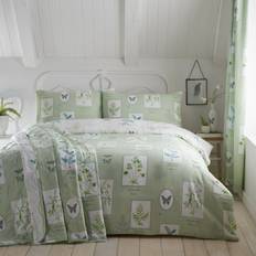 Dreams & Drapes loral Plants & Butterfly Specimen Duvet Cover White, Green (230x220cm)