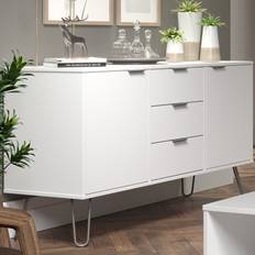 Furniture Core Products Augusta White Medium With 2 Doors 3 Drawers 130.6 x 43 x 73.6 cm Sideboard