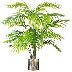 Silver Artificial Plants Leaf Large Palm Tree 130 cm With Silver Metal Planter Artificial Plant