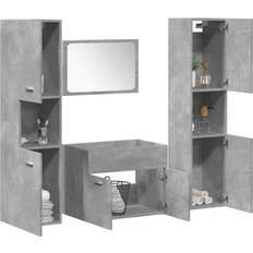 Badeværelsesmøbler vidaXL 4 Piece Bathroom Furniture Set Concrete Grey Engineered Wood