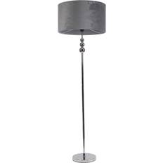 Grey Floor Lamps ValueLights Marissa Reni Grey Velvet Shade and Chrome Ball LED - Silver - 145 x 45 x 45 cm Floor Lamp