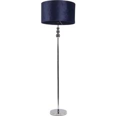 Lighting ValueLights Marissa Reni Navy Blue Velvet Shade and Chrome Ball LED - Silver - 145 x 45 x 45 cm Floor Lamp