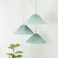 Blue Pendant Lamps ValueLights Akira 3 Way Blue Pleated LED Ceiling 111 x 57 x 57 cm Pendant Lamp