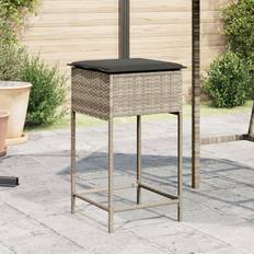 Grau Barhocker vidaXL Garten-Barhocker Mit Kissen 2 Stk. Hellgrau Poly Rattan