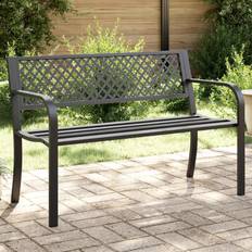 Acier Bancs de Jardin vidaXL 119 cm Noir Acier Banc de Jardin