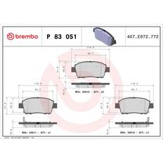 Freinages par Frottement Brembo P83051 Plaquettes de Frein Avant