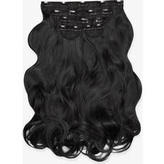 Lullabellz Super Thick Natural Wavy Clip In Hair Extension 22 inch Natural Black 5-pack