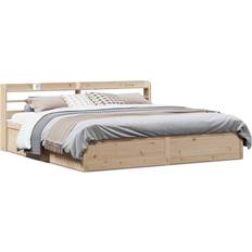 Beds & Mattresses vidaXL Bed Frame With Headboard 200x200 cm Solid Wood Pine