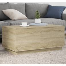 Red Coffee Tables vidaXL With LED Lights Sonoma Oak 90 x 50 x 40 cm Coffee Table