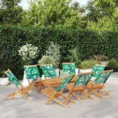 Green - Plastic Garden Chairs vidaXL Folding Chairs 8 pcs Cream White Fabric and Solid Wood Garden Dining Chair