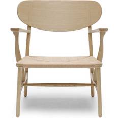 Carl Hansen & Søn CH22 Soaped Oak Natural Braided Paper Cord Loungestol