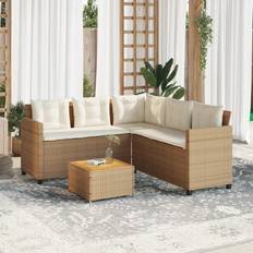 Fodstøtter Loungesæt vidaXL Havesofa Med Bord Og Hynder L-Formet Polyrattan Beige Loungesæt