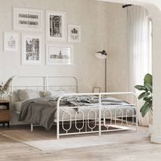 Senge & Madrasser vidaXL Metal Bed Frame with Headboard and Footboard Bed Base Black 120x200 cm