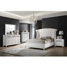 White Bed Packages Coaster Barzini Eastern King Bedroom Set White 300843KE-S5