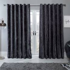 Grey Curtains & Accessories Sienna Crushed Velvet Eyelet Curtains - Charcoal Grey 66 x 54 in