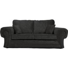 Furnishings For Less UK Chelsea Black Crushed Velvet Large 3 Seater Rolled Arms Sofa