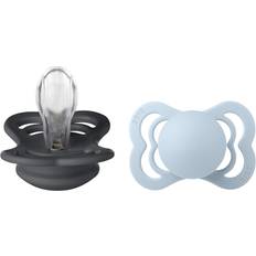 Smokker Bibs Supreme Silicone Sutter 2-pack symmetrisk jern babyblå Str. 2