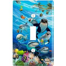 Orange Electrical Outlets & Switches Graphics and More Underwater ocean selfie orca shark wall light switch plate cover