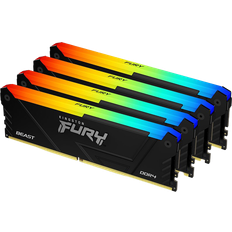 2666 MHz - 64 GB - DDR4 RAM minnen Kingston 64GB DDR4-2666MT/s CL16 DIMM (Kit of 4) 1Gx8 FURY Beast RGB MEM