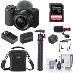 Mirrorless Cameras Sony ZV-E10 Mirrorless Camera with 16-50mm Lens, Black, Bundle w/Accessory Kit