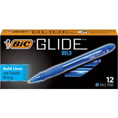 Bic Atlantis Velocity Bold Retractable Ball Pen 1.6 mm 12-Count Rubber Grip Blue