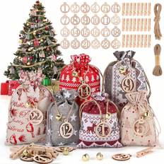 Advent Calendar For Filling And Hanging, DIY Advent Calendar Cloth Bag With Wooden Clips