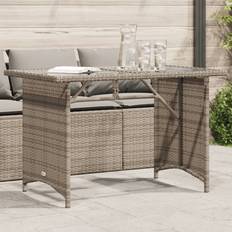 Kunstrattan Gartenesstische vidaXL Gartentisch Mit Glasplatte Grau 110x68x70 cm Poly Rattan