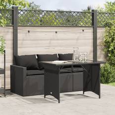 Rattan Patio Dining Sets vidaXL Garden with Cushions Black Poly Rattan Patio Dining Set