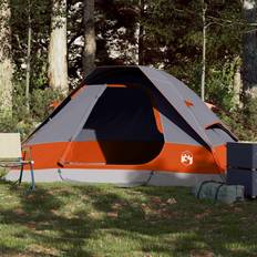 vidaXL (Grey and orange, 214 x 150 x 115 cm) Camping Tent Dome 2-Person Lightweight Tent Dome Tent Blue Waterproof