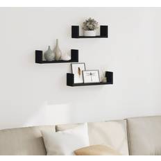 Scaffali vidaXL Display 3 pcs Black Engineered Wood Wall Shelf 3pcs