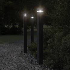 vidaXL Outdoor With Sensors 110 cm Black Aluminium Floor Lamp