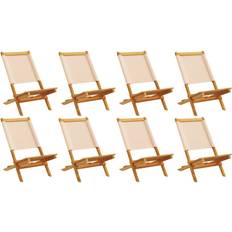 White Patio Chairs vidaXL Folding Chairs 8 pcs Cream White Fabric and Solid Wood Garden Dining Chair