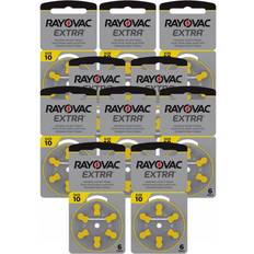 Rayovac Extra Advanced Zink Air hörapparat batteri, 10-pack, med 60 batterier, lämplig för hörapparater hörapparat hörapparat hörförstärkare, gul