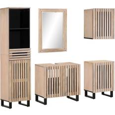 Muebles de Baño vidaXL Conjunto De Muebles De Baño 5 Piezas Madera Maciza De Mango Marrón