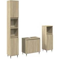 Muebles de Baño 3 Piece Bathroom Furniture Set Sonoma Oak Engineered Wood