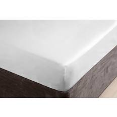 Satin Bed Sheets Belledorm 100% Cotton Sateen Fitted 152 x 198 cm - King Bed Sheet White