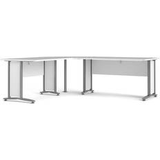 Hjørneskrivebord Ebuy24 Prima Komb. Hjørneskrivebord 200 x 230 cm Hvid & Metal Skrivebord