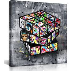 Square Wall Decor SIXTTART Banksy Street Graffiti Multi Wall Decor 35.6x35.6cm