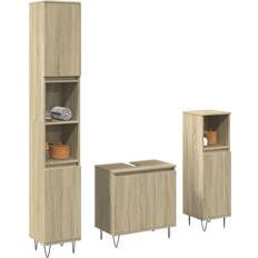 Muebles de Baño vidaXL 3 Piece Bathroom Furniture Set Sonoma Oak Engineered Wood