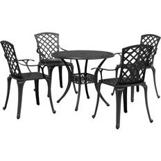 Garden & Outdoor Furniture vidaXL Garden 5 Piece Outdoor and Chair White Cast Aluminium Patio Dining Set, 1 Table incl. 4 Chairs