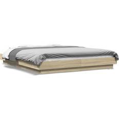 vidaXL Bed Frame Sonoma Oak 150x200 cm King Size Cm Engineered Wood - Brown